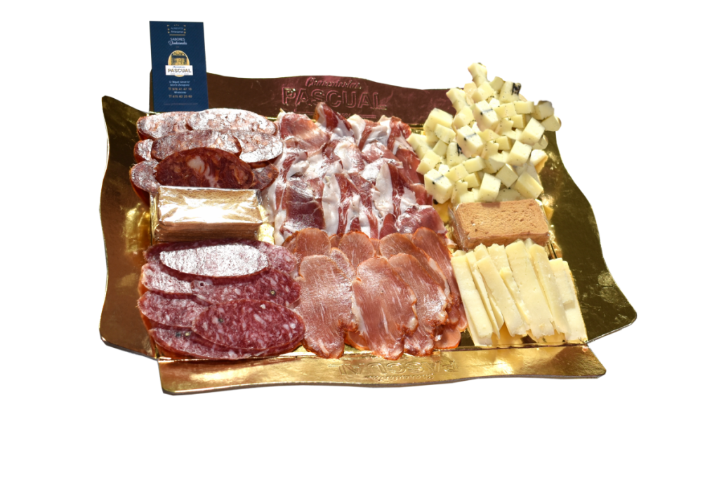 Bandeja gourmet Pascual en Zaragoza con ijamon y quesos para regalar